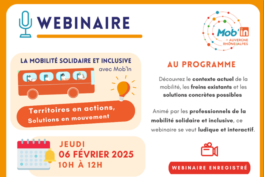 CANTAL'MOUV - Aurillac - WEBINAIRE « La mobilité solidaire et inclusive » le 6 février à 10h00